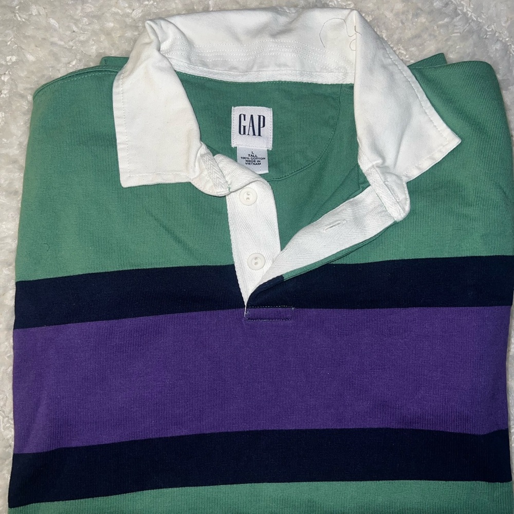 GAP Men's Polo with Green and Purple Stripes